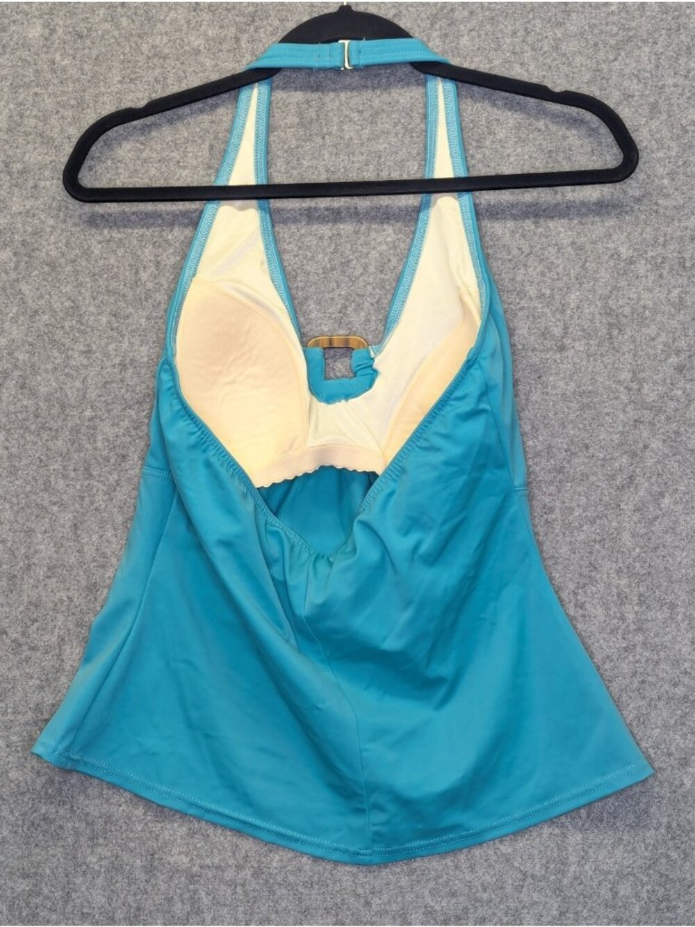 Lands’ End Women’s 10 Tankini Swim Top Teal Built-In Bra Bathing Suit Swimwear - Picture 3 of 6